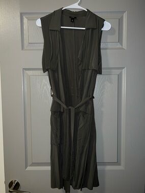 Mossimo Supply Co. Olive Green Sleeveless Tie-Waist Midi Dress